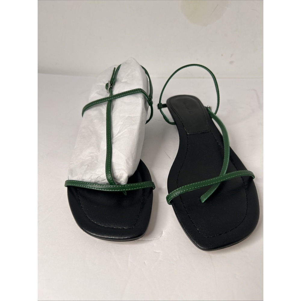 Madewell Maycie Isometric T Strap  SANDALS  Leather Green Sz 8 Strappy - Picture 4 of 9